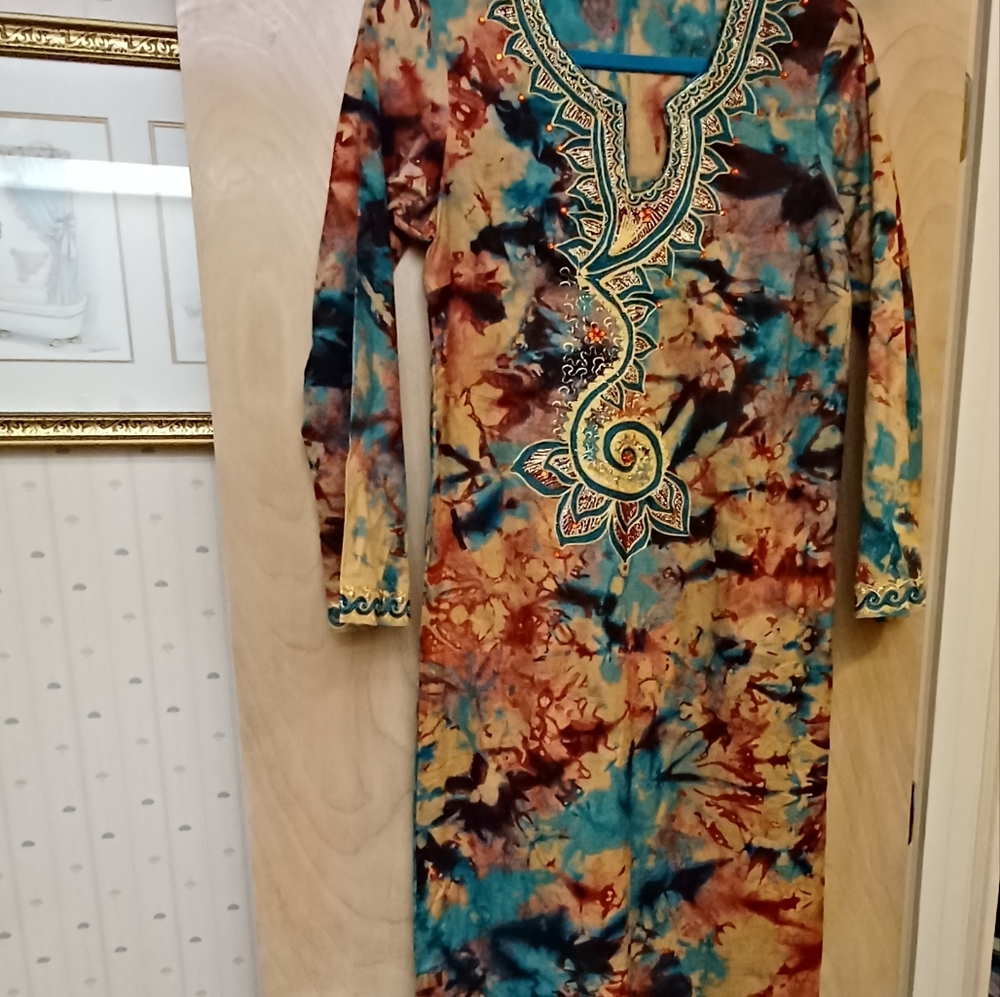 Rainbow Tie Dye Kaftan African Vintage Gracia